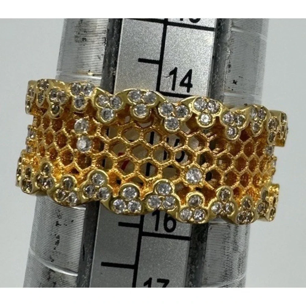 Pandora Shine Honeycomb Lace Ring 18k Gold Plated 925 Silver Size 7 56